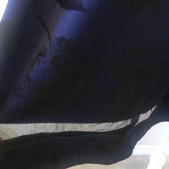 NWOT Faith and Joy by Monteau Navy/Black Floral Skirt w/Sheer Accent Hem- XL - Picture 7 of 9